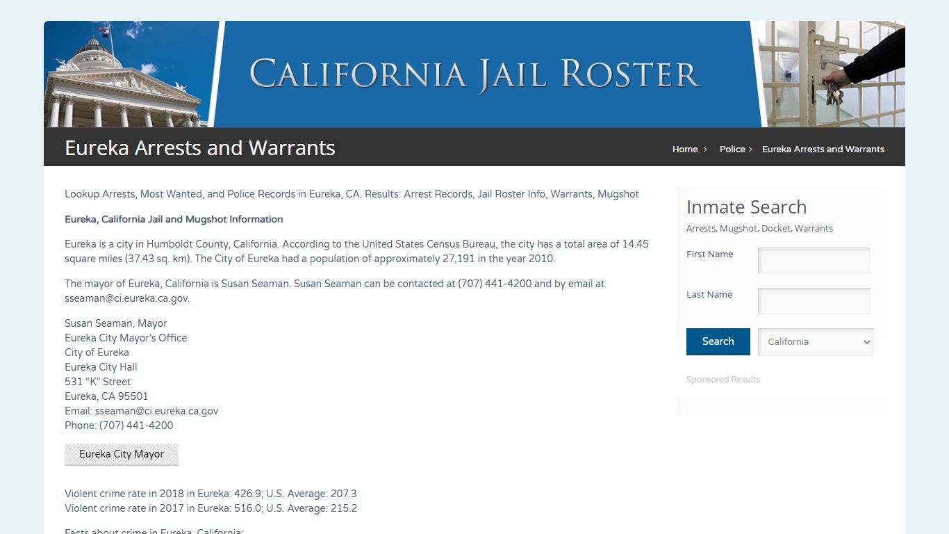 Eureka Arrests and Warrants | Jail Roster Search