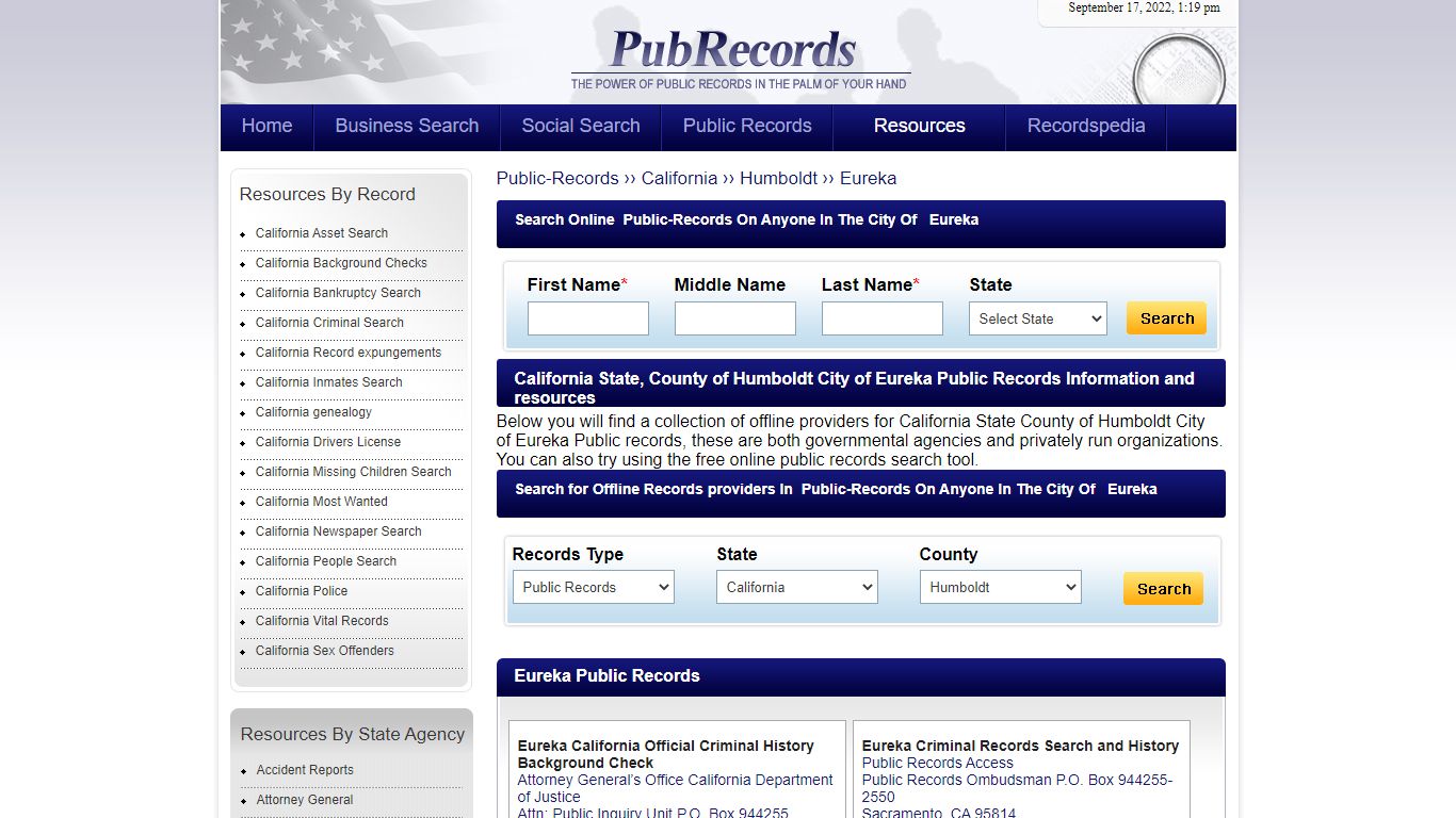 Eureka, Humboldt County, California Public Records